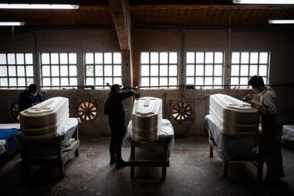 A coffin factory in Piñor, in the northwestern Spanish region of Galicia.