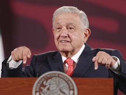 President Andrés Manuel López Obrador, during a press conference at the National Palace in Mexico City.
