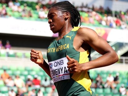 Caster Semenya of Team South Africa competes in the Women's 5000m heats on day six of the World Athletics Championships Oregon22 at Hayward Field on July 20, 2022 in Eugene, Oregon.