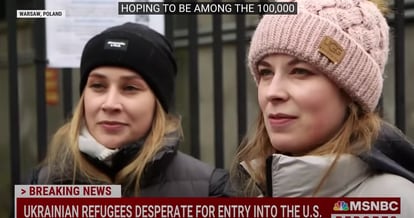A still from a YouTube video showing two Ukrainian women seeking asylum in the U.S.