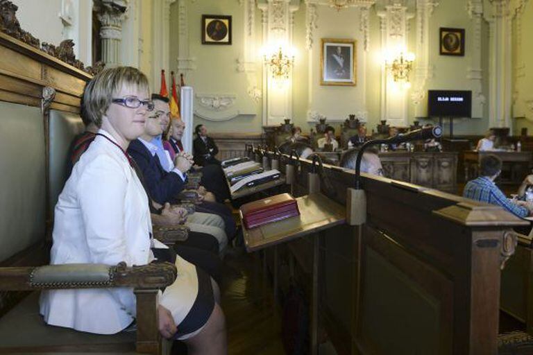 Ángela Bachiller in the Valladolid City Council chamber on her first day as a local councillor.