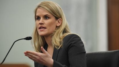 Former Facebook employee Frances Haugen appeared in October 2021 before a U.S. Senate subcommittee in the wake of the tech company's document leak.