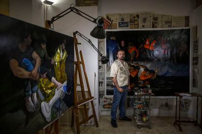  The painter Gonzalo Orquín, in his studio in Rome.