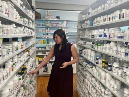 Gwendolyn Herzig speaks to a reporter at Park West Pharmacy in Little Rock, Arkansas, on Wednesday, February 22, 2023.