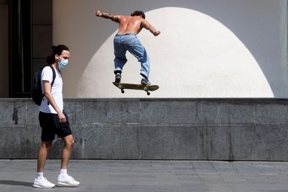 A skateboarder in Barcelona earlier this week.