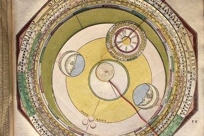 Mobile circle composition to establish the relative position of the stars, from the book 'Astronomicum Caesareum' (1540).