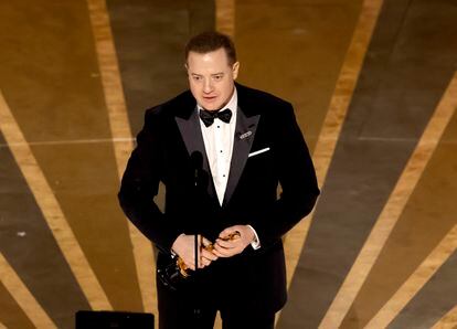 Brendan Fraser accepts the Best Actor award for 'The Whale' during the 95th Annual Academy Awards at the Dolby Theatre in Hollywood, California, on March 12, 2023