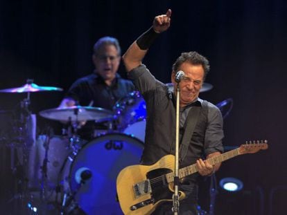 Bruce Springsteen on stage in Seville. 
