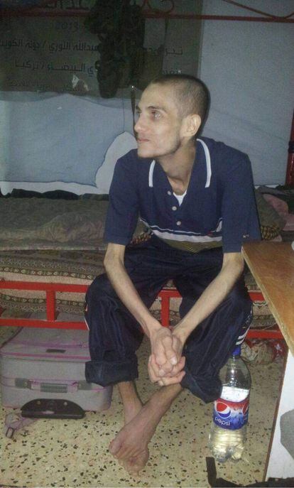 The Syrian activist Omar Alshogre, in Idlib in 2015 after getting out of prison, in a photograph provided by himself.