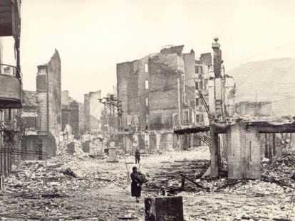 The Basque city of Gernika after it was bombed by German and Italian planes.