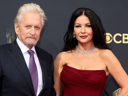 Michael Douglas and Catherine Zeta-Jones at the Emmy Awards in Los Angeles, September 19, 2021.