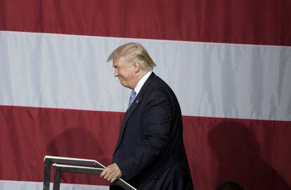 Republican candidate Donald Trump at a campaign event in Indiana.