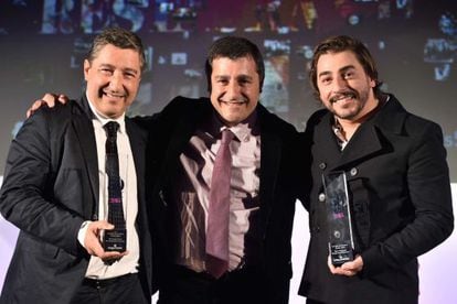 Joan, Josep and Jordi Roca after picking up their prize on Monday night.