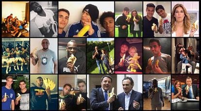 Some of the anti-racism photos taken in support of Dani Alves.