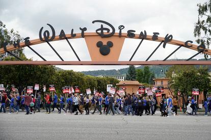 The picket line at the Disney offices in Burbank. 