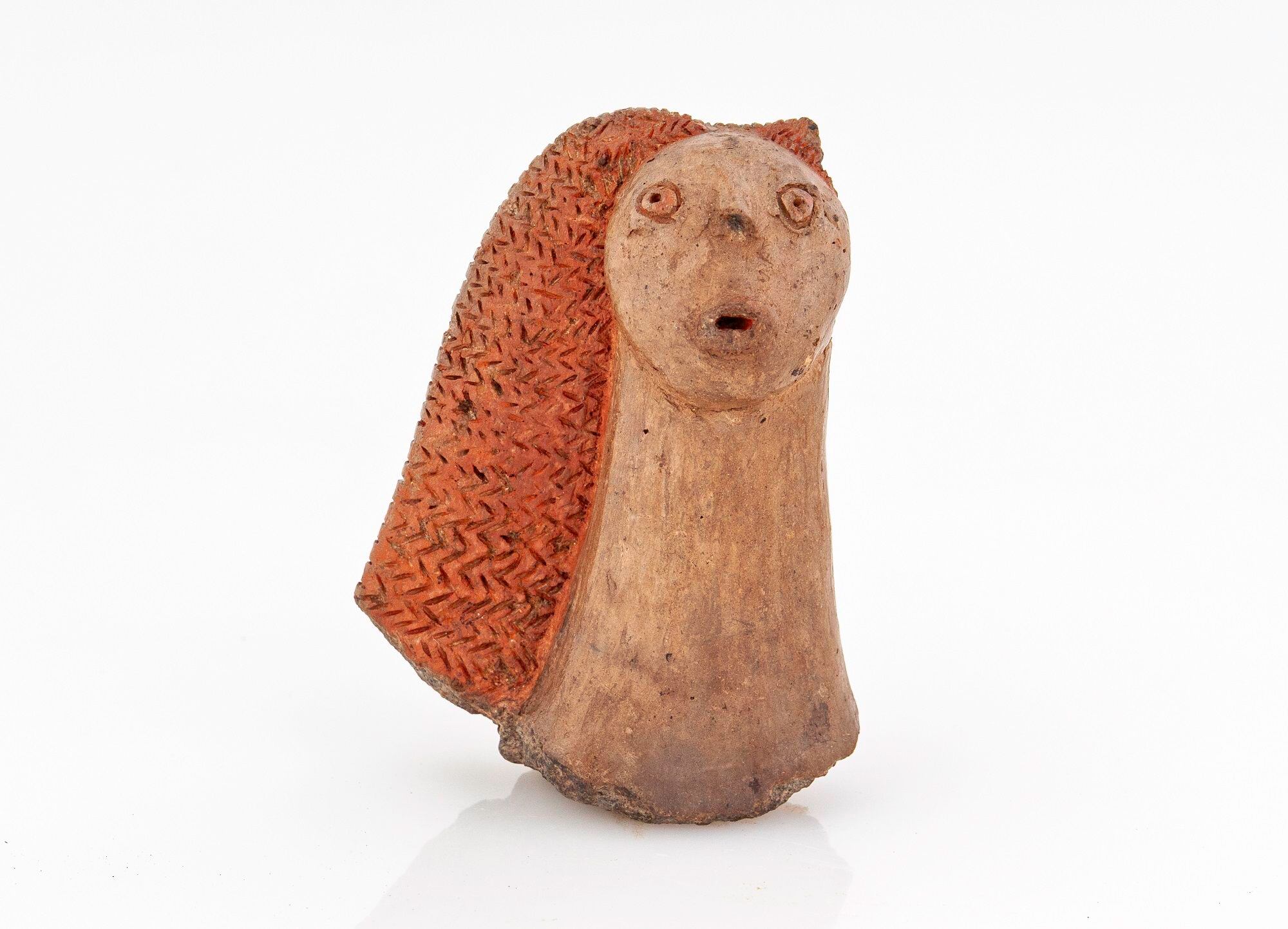 Face and neck of a Canarian Berber ceramic idol.