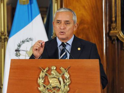 Otto Pérez Molina at a press conference on Thursday.