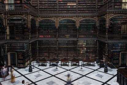 View of the main room at the Real Gabinete Português de Leitura.