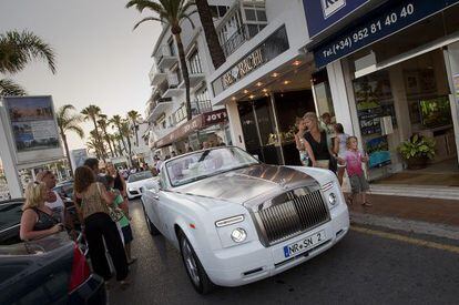Luxury cars on the streets of Marbella.
