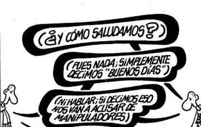 The first cartoon published by Forges in EL PAÍS in 1995.