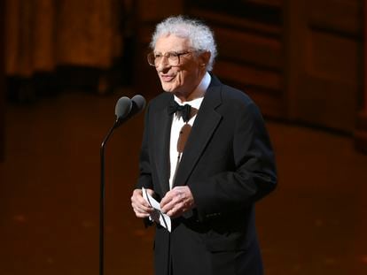 Sheldon Harnick accepts the special Tony Award for lifetime achievement in the Theatre at the Tony Awards at the Beacon Theatre on June 12, 2016, in New York.