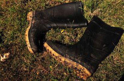 Boots found near the mass grave.
