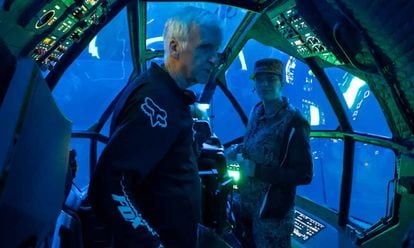 James Cameron on set in New Zealand.