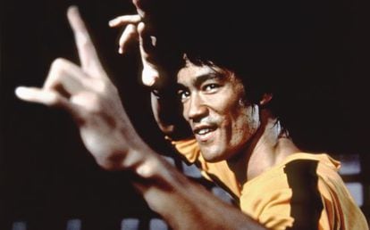 Bruce Lee in the 1978 movie 'Game of Death,' which was released after his own passing.
