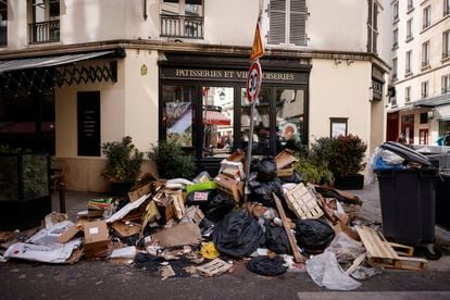 Uncollected garbage is pictured in Paris, Wednesday, March 15, 2023 as sanitation workers are on strike. Opponents of French President Emmanuel Macron's pension plan are staging a new round of strikes and protests as a joint committee of senators and lower-house lawmakers examines the contested bill. 
