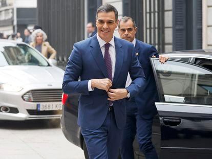 Pedro Sánchez arriving in Congress on Thursday.
