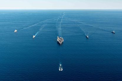Joint military exercises between the US, South Korea and Japan in South Korean waters on September 30, 2022.