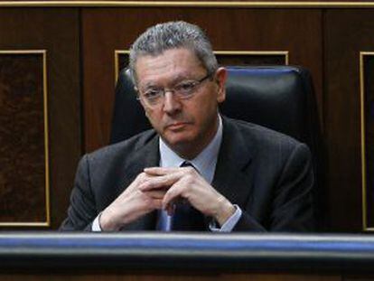 Justice Minister Alberto Ruiz-Gallardón, pictured in Congress.