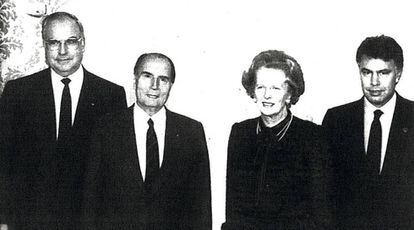 Germany's Helmut Kohl, France's François Mitterand, Britain's Margaret Thatcher and Spain's Felipe González at a London summit in 1986.