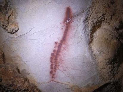 A geometric figure found inside the Aurea Nota cave in Cantabria.