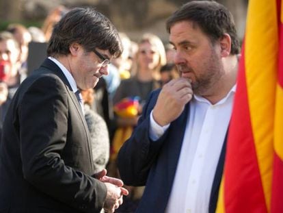 Carles Puigdemont and Oriol Junqueras, on October 15.