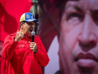 Venezuelan President Nicolás Maduro gives a speech this Sunday in Caracas.