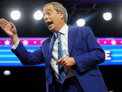 Nigel Farage, former leader of Britain's Brexit Party, speaks at the Conservative Political Action Conference (CPAC) at Gaylord National Convention Center in National Harbor, Maryland, U.S., March 3, 2023.