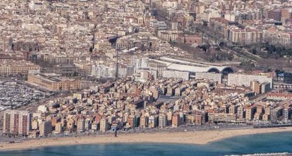 Aerial view of Barceloneta, Barcelona.