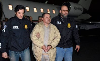 Joaquín 'El Chapo' Guzmán arriving at New York. AP