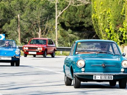 Classic cars on the road.