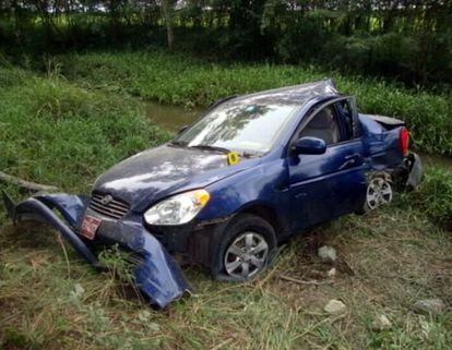 The wreckage of Carromero&#039;s car after the accident that killed two dissidents.