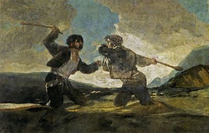 Goya‘s ‘Fight with Cudgels,’ a symbol of fraternal violence.