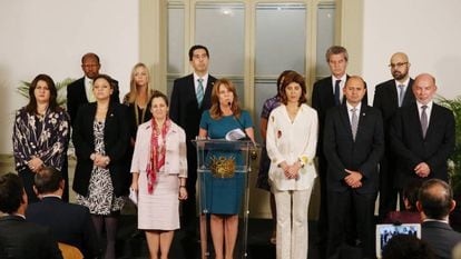 The ministers at the gathering of the Lima Group.