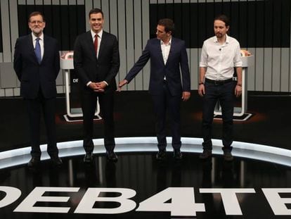 Rajoy, Sánchez, Rivera and Iglesias on Monday night.