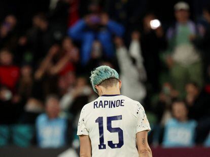 Megan Rapinoe after missing a penalty in the round of 16 shoot-out against Sweden.