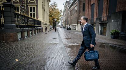 Dutch Prime Minister Mark Rutte on a street in The Hague.