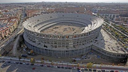 The half-built Nuevo Mestalla stadium in Valencia. 