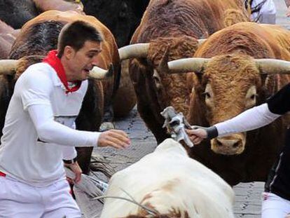 Animals from the Victoriano del Río stockbreeder took just two minutes and 11 seconds to complete the route through the streets of Pamplona
