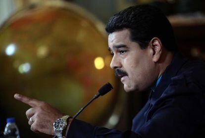 Venezuelan President Nicolás Maduro addresses the nation on Monday.