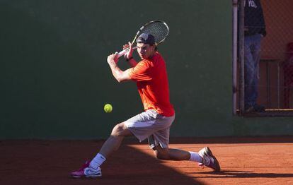 Rafael Nadal in training in Manacor ahead of his comeback in Chile. 